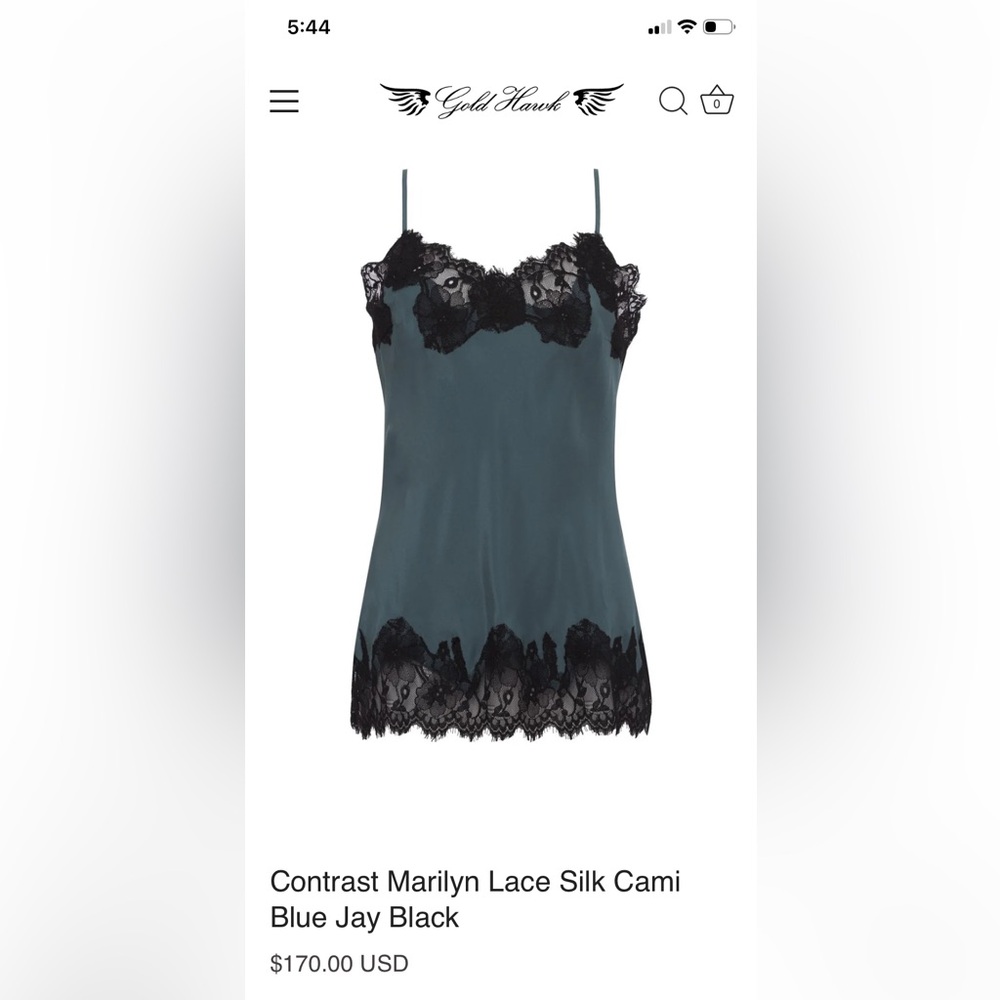 Lace Trim Chemise in Blue and Brown